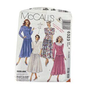 90s McCalls 6323 Cut Sewing Pattern Size F 16-20 Misses Dresses Vintage 1993 CUT